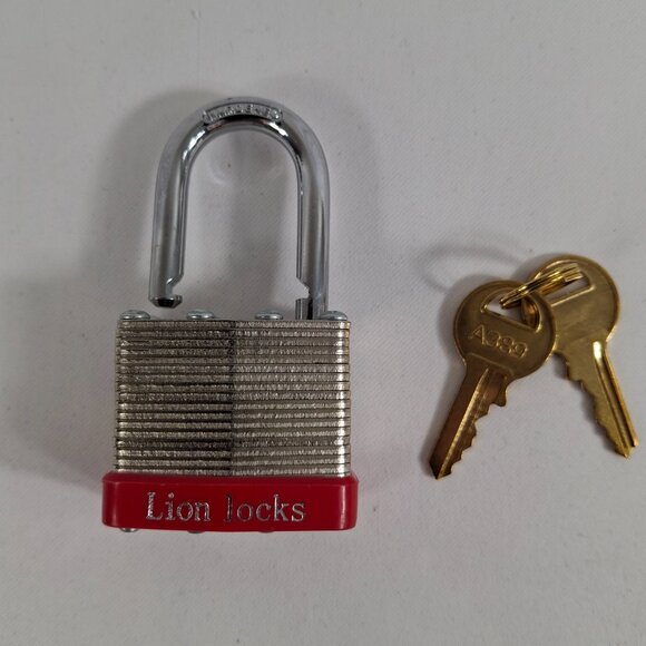 Lion Lock Keyed-Alike Padlock w/ 1.25" Shackle, 2 Keys Hardened Steel Case - Picture 8 of 16